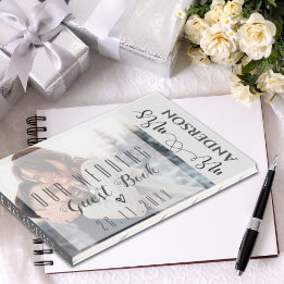 Elegante Faux Vellum foto bruiloft Keepsake Gastenboek