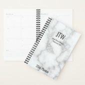 Elegante Faux White Marble Monogrammed 2025 Planner (Display)