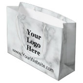 Elegante Faux White Marble Website & Zakelijke Log Groot Cadeauzakje (Achterkant Gekanteld)