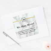 Elegante Faux wit marmer bewegende aankondiging Vierkante Sticker (Envelop)