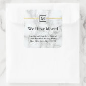 Elegante Faux wit marmer bewegende aankondiging Vierkante Sticker (Tas)