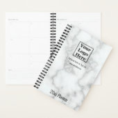 Elegante faux wit marmer Uw Logo hier 2025 Planner (Display)