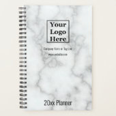 Elegante faux wit marmer Uw Logo hier 2025 Planner (Voorkant)