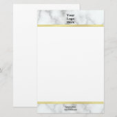 Elegante faux wit marmer uw Logo hier stationer Briefpapier (Voorkant / Achterkant)