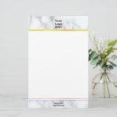 Elegante faux wit marmer uw Logo hier stationer Briefpapier (Staand voorkant)