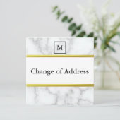 Elegante Faux Wit Marmer Verandering van Adres Aankondiging (Staand voorkant)