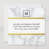 Elegante Faux Wit Marmer Verandering van Adres Aankondiging (Achterkant)