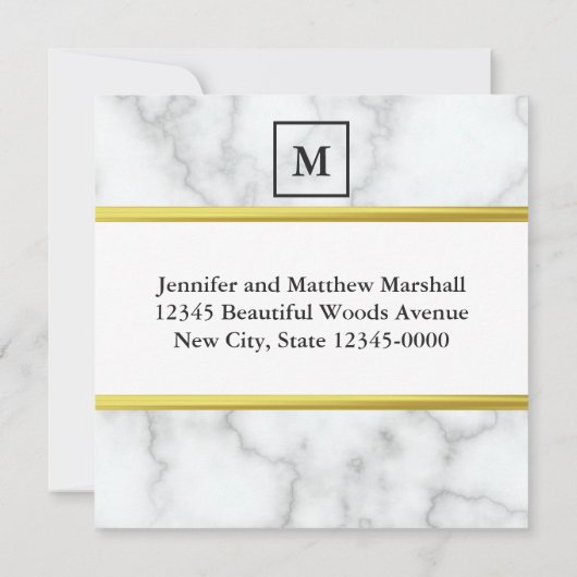 Elegante Faux Wit Marmer Verandering van Adres Aankondiging (Achterkant)