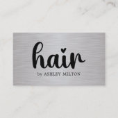 Elegante Faux Zilver Bold Zwart Haar Stylist Visitekaartje (Voorkant)