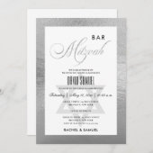 ELEGANTE FAUX ZILVER EENVOUDIGE BAT BAR MITZVAH KAART (Voorkant / Achterkant)