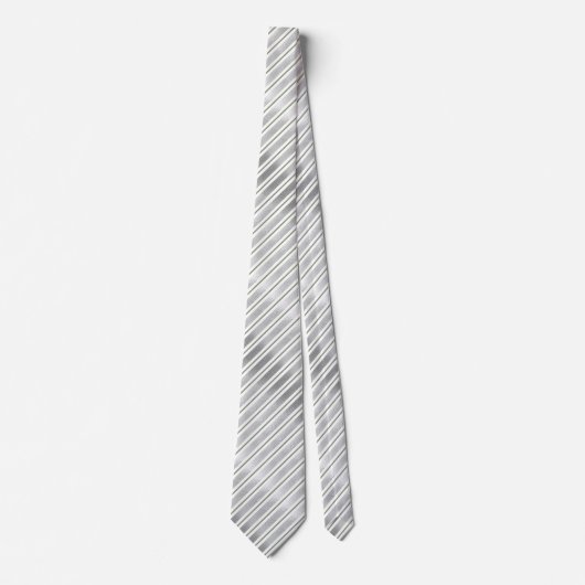 Elegante Faux Zilveren Folie en Sage Groene Strepe Stropdas (Voorkant)