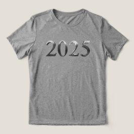 Elegante faux zilveren nummers Gelukkig Nieuwjaar  Tri-Blend Shirt