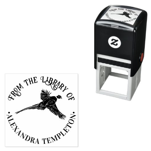 Elegante Fazant Wild Vogel Sil Bibliotheek Boeknaa Zelfinktende Stempel (In situ)