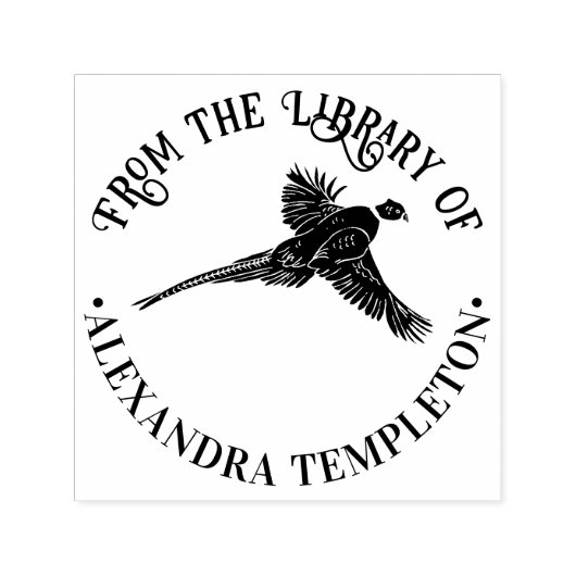 Elegante Fazant Wild Vogel Sil Bibliotheek Boeknaa Zelfinktende Stempel (Design)