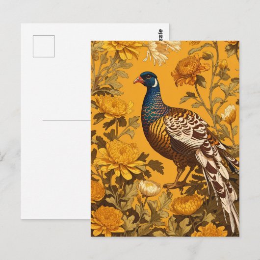 Elegante fazant William Morris geïnspireerd Briefkaart (Voorkant / Achterkant)