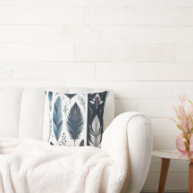 Elegante Feather Symphony in blauw en zilver