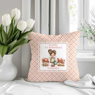 Elegante Fee Roze Bloemen Verjaardag Kussen