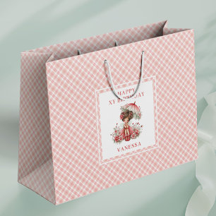 Elegante feeëna meisje blos bloemen verjaardag cad groot cadeauzakje