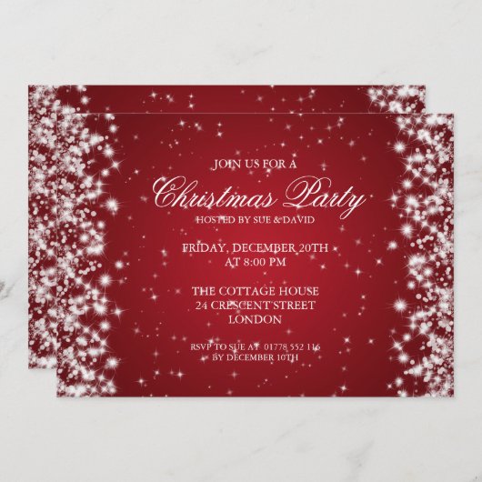 Elegante feest glans rood kaart (Voorkant / Achterkant)