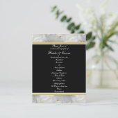 Elegante feest roos zwart wit goud bruiloft kaart (Staand voorkant)