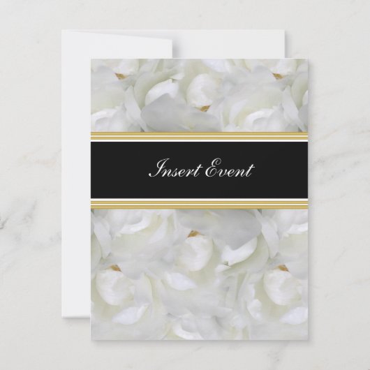 Elegante feest roos zwart wit goud bruiloft kaart (Achterkant)