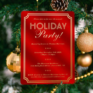 Elegante feestdag feestelijke kerst echt folie uitnodiging