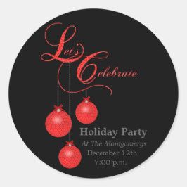 Elegante feestdag rood kant ronde sticker