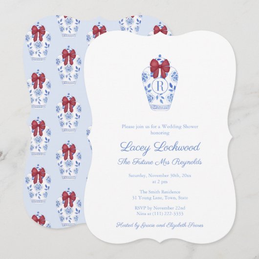 Elegante Feestdagen Rood Iets Blauw Vrijgezellenfe Kaart (Voorkant / Achterkant)