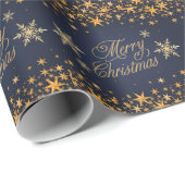 Elegante feestelijke blauwe en gouden vrolijke ker cadeaupapier (Rol Hoek)