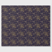 Elegante feestelijke blauwe en gouden vrolijke ker cadeaupapier (Vlak)