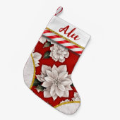 Elegante feestelijke bloem gepersonaliseerde naam kleine kerstsok (Voorkant (Hangend))