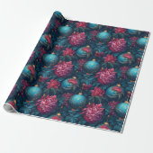 Elegante Feestelijke Bloemen en Baubles Wrapping P Cadeaupapier (Uitgerold)