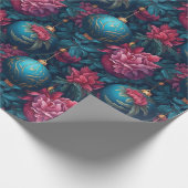 Elegante Feestelijke Bloemen en Baubles Wrapping P Cadeaupapier (Hoek)
