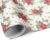 Elegante feestelijke bloemenkerstvakantie cadeaupapier (Rol Hoek)