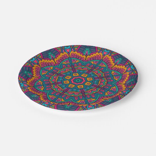 Elegante feestelijke boho Kleurrijk naadloos patro Papieren Bordje (Gekanteld)