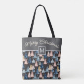 Elegante feestelijke bomen Vrolijk kerstmonogram Tote Bag (Achterkant)