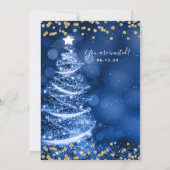 Elegante feestelijke gouden blauwe bruiloft kerstb kaart (Achterkant)