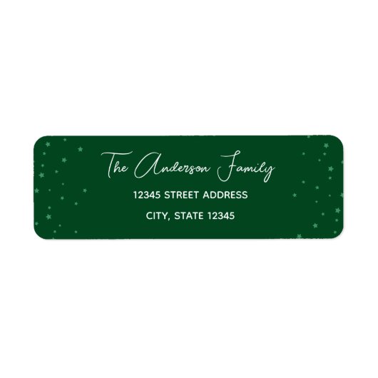 Elegante feestelijke groene en sterrenachtige kers etiket (Voorkant)