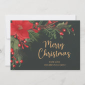 Elegante feestelijke groene kerst non foto feestdagenkaart (Voorkant)