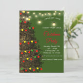 Elegante feestelijke groene kerstboomlampen kaart (Staand voorkant)