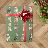 Elegante feestelijke groene puppy hond Kerstmis Cadeaupapier