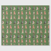 Elegante feestelijke groene puppy hond Kerstmis Cadeaupapier (Vlak)