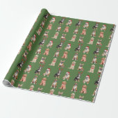 Elegante feestelijke groene puppy hond Kerstmis Cadeaupapier (Uitgerold)