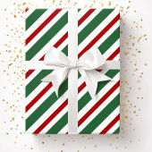 Elegante feestelijke groene rode strepen kerst cadeaupapier