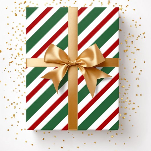 Elegante feestelijke groene rode strepen kerst cadeaupapier
