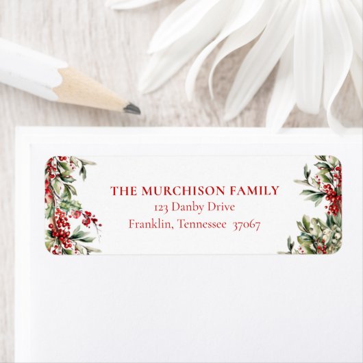 Elegante feestelijke groene vakantie retouradres etiket (Insitu)