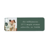 Elegante feestelijke groene vakantiefoto retouradr etiket (Voorkant)