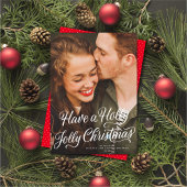 Elegante feestelijke Holly Jolly Kerstmis Script F Feestdagenkaart