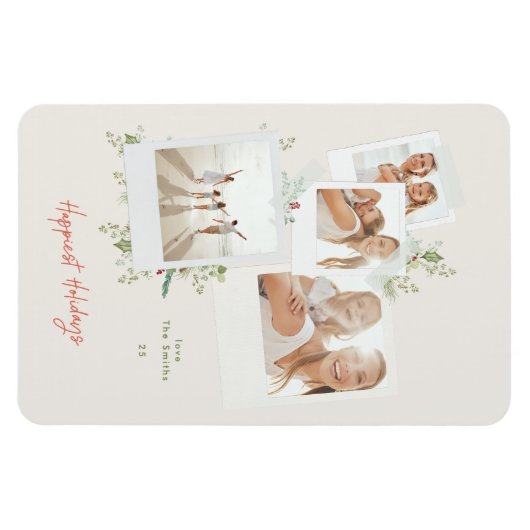 Elegante feestelijke kerst botanische foto album magneet (Horizontaal)