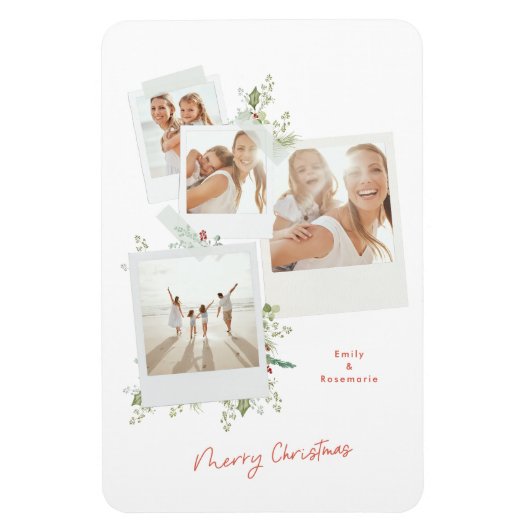 Elegante feestelijke kerst botanische foto album magneet (Verticaal)